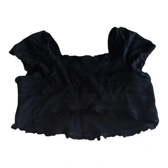 Torrid Challis Smocked Puff Sleeve Crop Top Black 6X Romantic Flattering NWOT - Picture 8 of 11